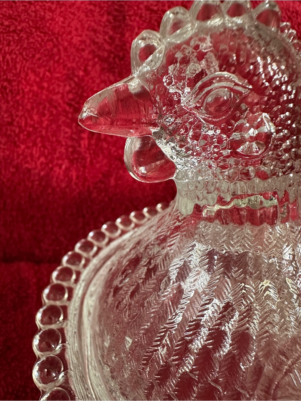 Vintage Indiana Glass Clear Large 7" Hen on Nest Covered Dish MCM Farmhouse - Picture 3 of 8